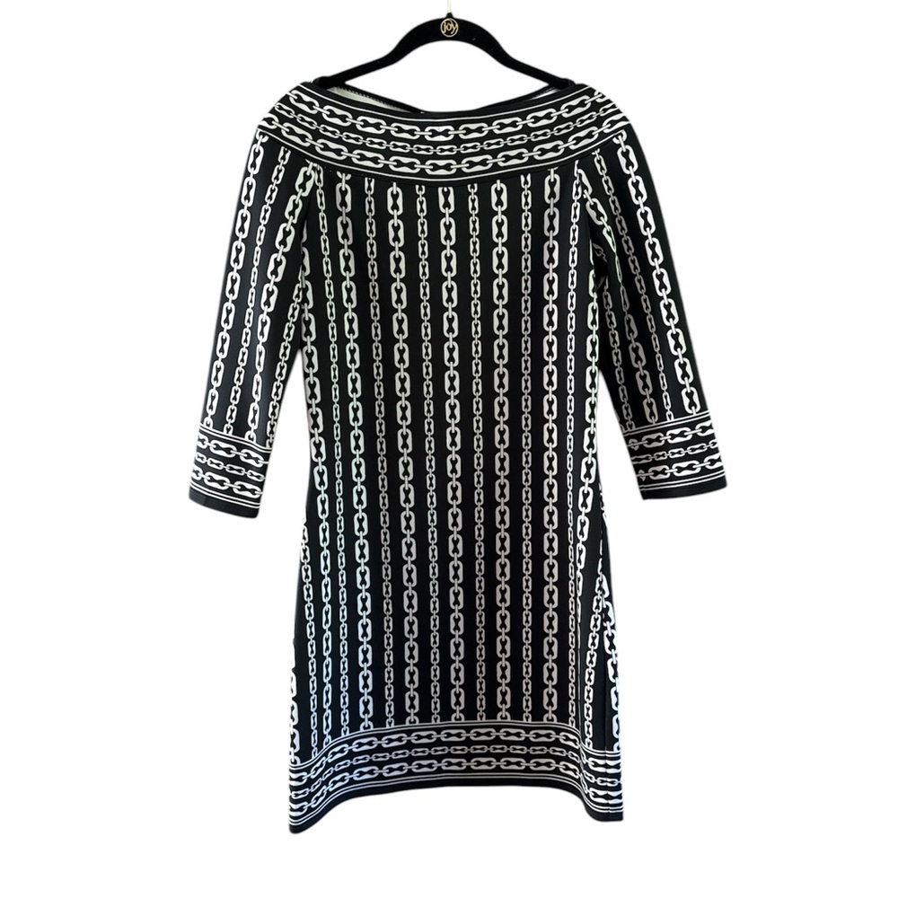 Max Studio Specialty Products Women’s Dress Chain Link Print Black/White Sma…